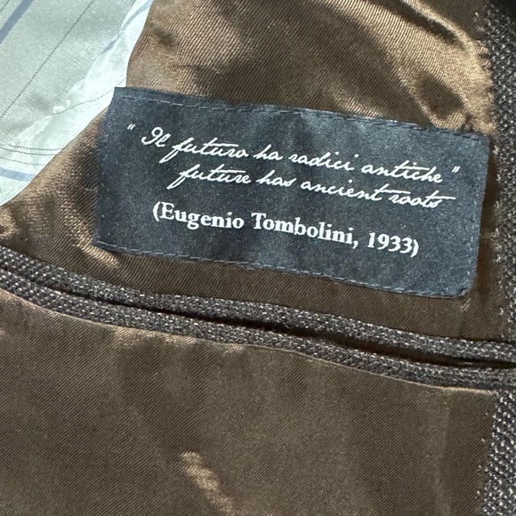 TOMBOLINI • Zero Gravity Virgin Wool Brown Tweed Pant Suit Made In Italy - Picture 5 of 16